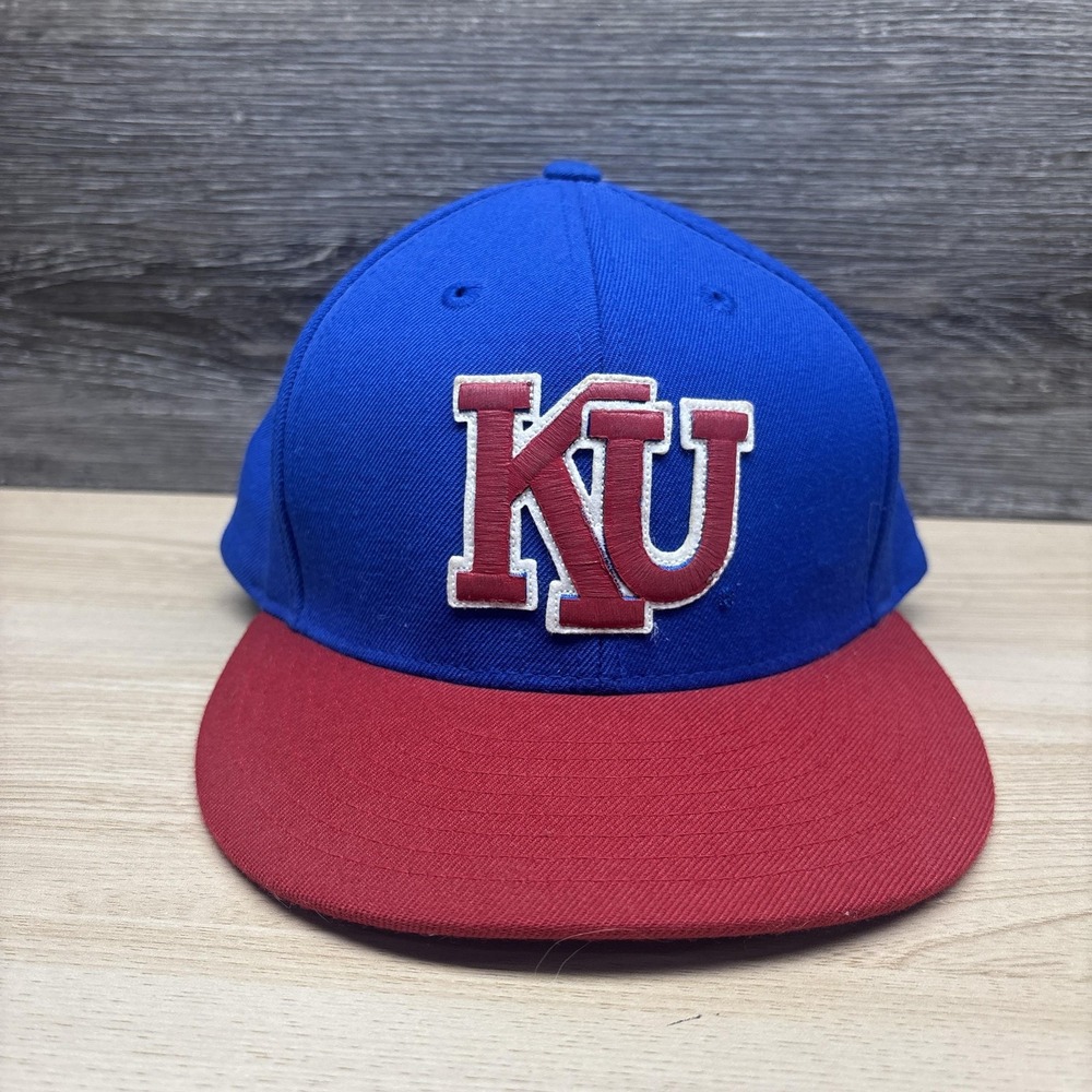 Kansas Jayhawks Hat Cap Snap Back Mens One Size Blue Red NCAA Basketball Adidas